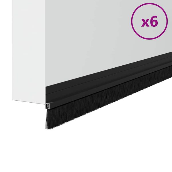 vidaXL Samolepiace tesnenia dver&iacute; s kefou 6 pcs Čierna 100 cm