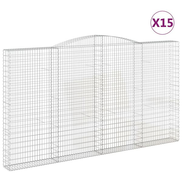 vidaXL Obl&uacute;kov&yacute; gabionov&yacute; k&ocirc;&scaron; 15ks 400x30x220/240cm pozinkovan&eacute; železo
