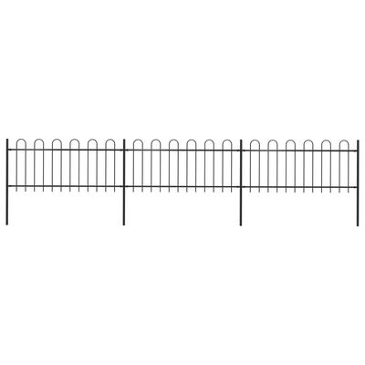 vidaXL Záhradný plot s oblúkovým zakončením, oceľ 5,1x0,8 m, čierny