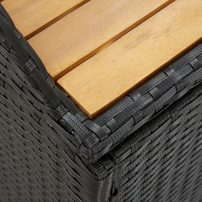 vidaXL Záhradná úložná lavica 120 cm, polyratan, čierna