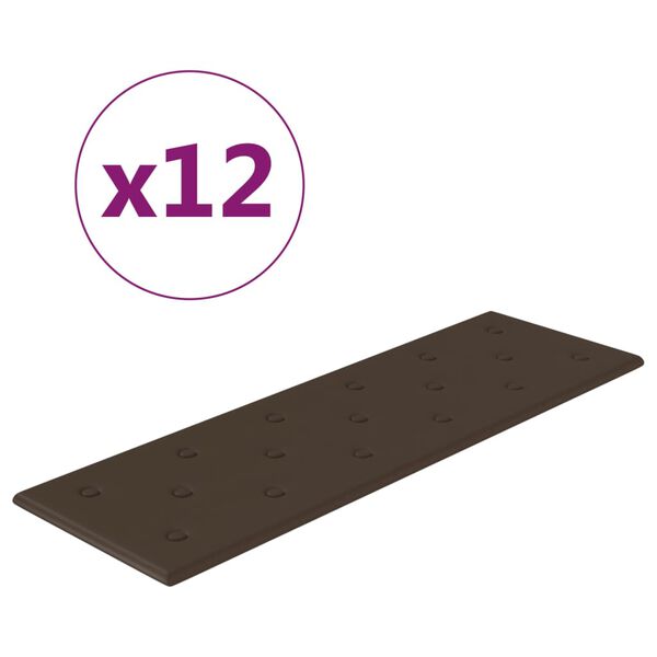 vidaXL N&aacute;stenn&eacute; panely 12 ks hned&eacute; 90x30 cm umel&aacute; koža 3,24 m&sup2;
