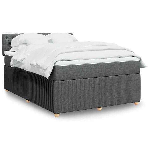 vidaXL Boxspring posteľ s matracom tmavosiv&aacute; 140x200 cm l&aacute;tka