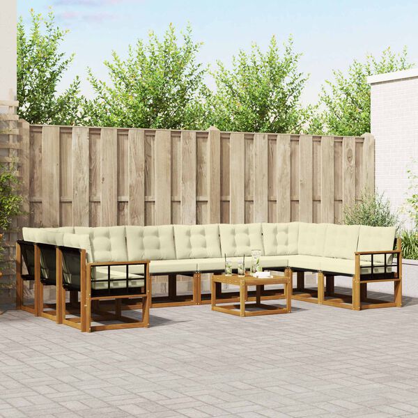 vidaXL Z&aacute;hradn&aacute; s&uacute;prava gaučov s vank&uacute;&scaron;om 11 pcs Pr&iacute;rodn&aacute; a kr&eacute;mov&aacute;