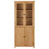 vidaXL Knižnica so 4 dvierkami 80x35x180 cm, dubov&yacute; mas&iacute;v a sklo