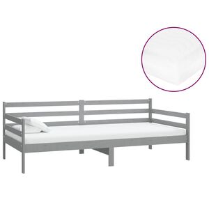 vidaXL Denn&aacute; posteľ s matracom 90x200 cm, siv&aacute;, borovicov&yacute; mas&iacute;v