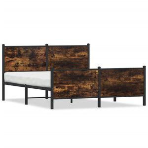 vidaXL Kovov&yacute; posteľn&yacute; r&aacute;m bez matraca, tmav&yacute; dub 140x190 cm