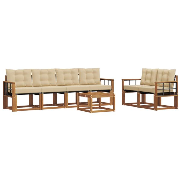 vidaXL Z&aacute;hradn&aacute; s&uacute;prava gaučov s vank&uacute;&scaron;om 7 pcs Pr&iacute;rodn&aacute; a b&eacute;žov&aacute;