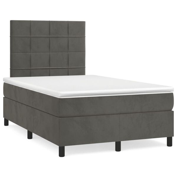 vidaXL Boxspring posteľ s matracom, tmavosiv&aacute; 120x190 cm, zamat