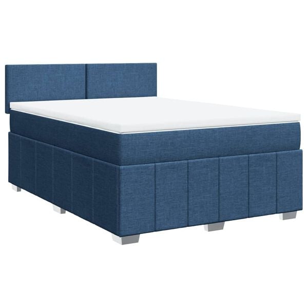 vidaXL Posteľný rám boxspring s matracom modrý 140x200 cm látka