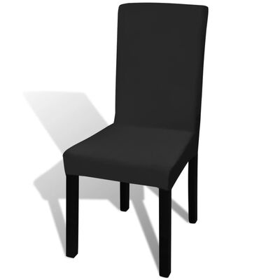 vidaXL Rovný naťahovací návlek na stoličku, 4 ks, čierny