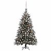 vidaXL Umel&yacute; vianočn&yacute; stromček s LED, sadou g&uacute;ľ a snehom 150cm PVC+PE