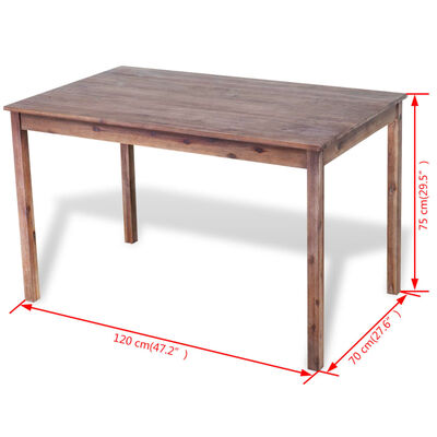vidaXL Jedálenský stôl z akáciového dreva, 120x70x75 cm
