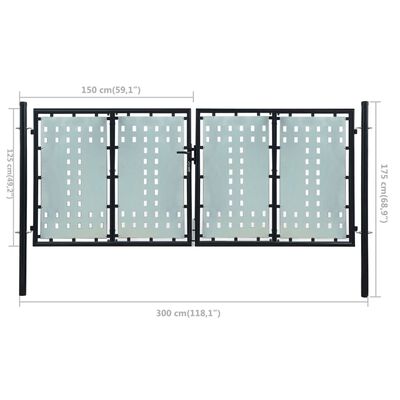 vidaXL Čierna jednokrídlová plotová brána 300x175 cm