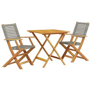 vidaXL 3-dielna bistro s&uacute;prava siv&aacute; polyratan+dreven&yacute; mas&iacute;v