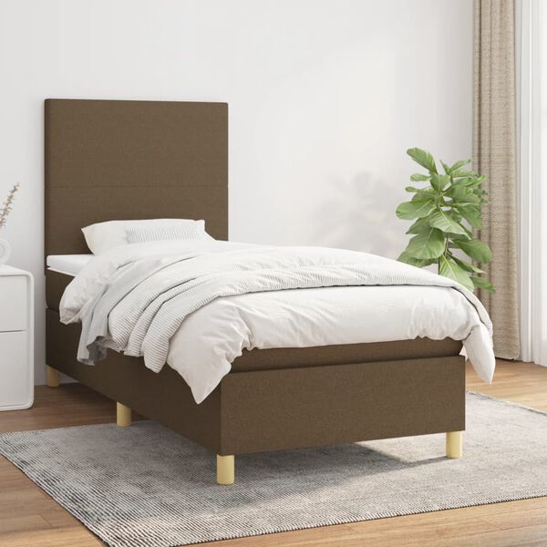 vidaXL Boxspring posteľ s matracom tmavohned&aacute; 100x200 cm l&aacute;tka