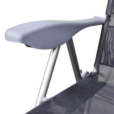 vidaXL Skladacie záhradné stoličky 2 ks, hliník a textilén, sivé