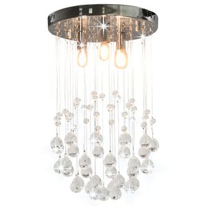 vidaXL Stropn&aacute; lampa s kry&scaron;t&aacute;lov&yacute;mi kor&aacute;lkami strieborn&aacute; okr&uacute;hla 3 x G9 žiarovky