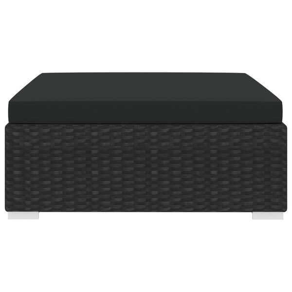 vidaXL Taburetka 1 ks s podložkou, polyratan, čierna