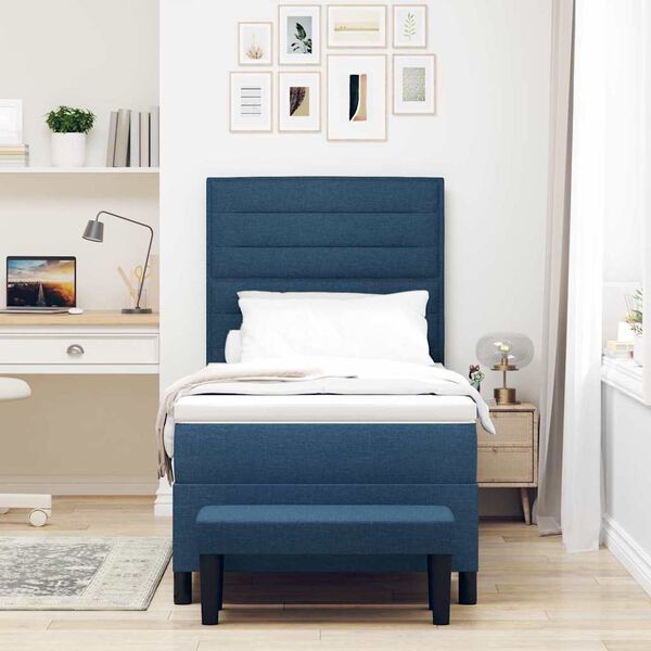 vidaXL Posteľ s pružinov&yacute;m r&aacute;mom s matracmi Modr&aacute; 90 x 200 cm l&aacute;tka