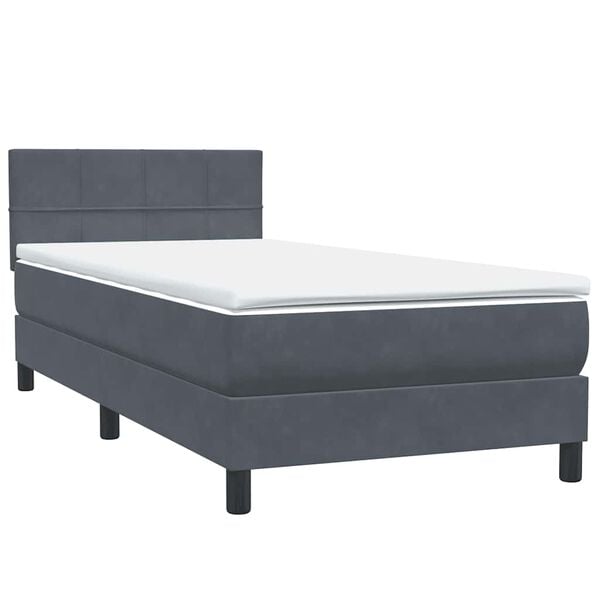 vidaXL Posteľn&yacute; r&aacute;m boxspring s matracom tmavosiv&yacute; 80x220 cm zamat