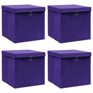 vidaXL &Uacute;ložn&eacute; boxy s vekom 4 ks, fialov&eacute; 32x32x32 cm, l&aacute;tka
