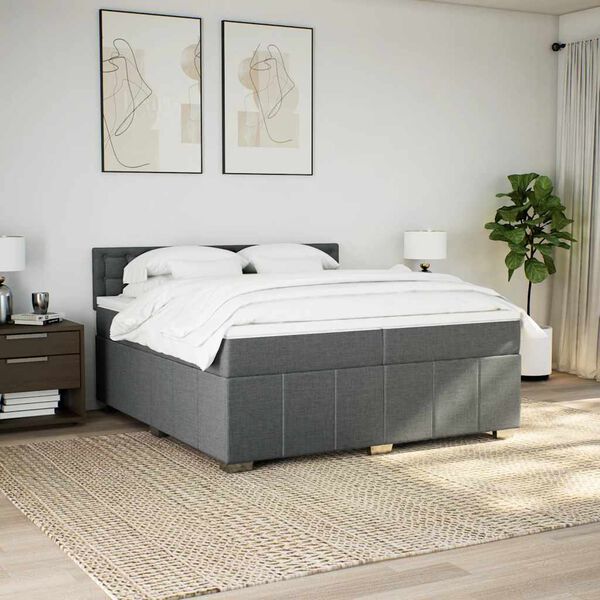 vidaXL Boxspring posteľ s matracom tmavosiv&aacute; 200x200 cm l&aacute;tka