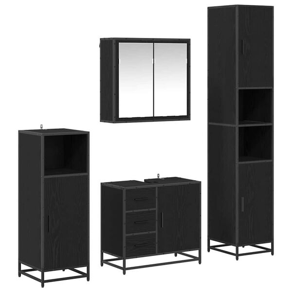 vidaXL Sada k&uacute;peľňov&eacute;ho n&aacute;bytku 4 pcs Čierny dub Kompozitn&eacute; drevo