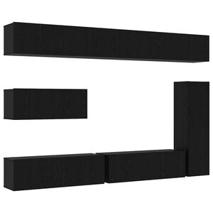 vidaXL Zostava TV skriniek N&aacute;stenn&yacute; 7 pcs Čierny dub Kompozitn&eacute; drevo
