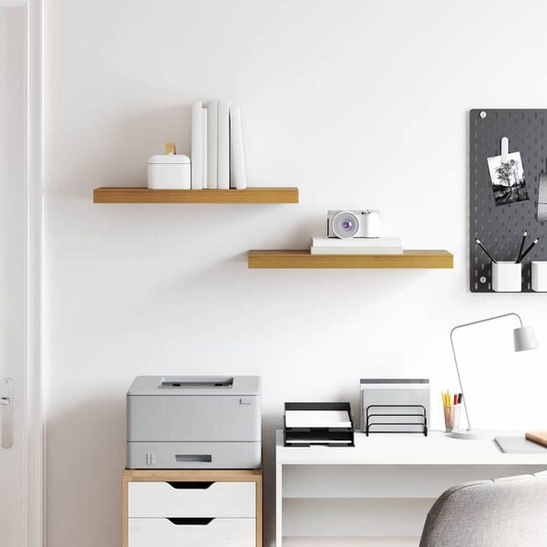 vidaXL Stenná polica 2 pcs Béžová 60 x 23,5 x 4 cm Kompozitné drevo
