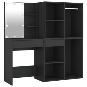 vidaXL Toaletn&yacute; stol&iacute;k s LED a skrinkami čierny kompozitn&eacute; drevo