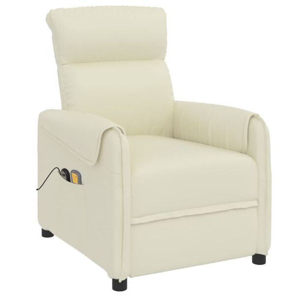 vidaXL Elektrické masážne kreslo krémové umelá koža