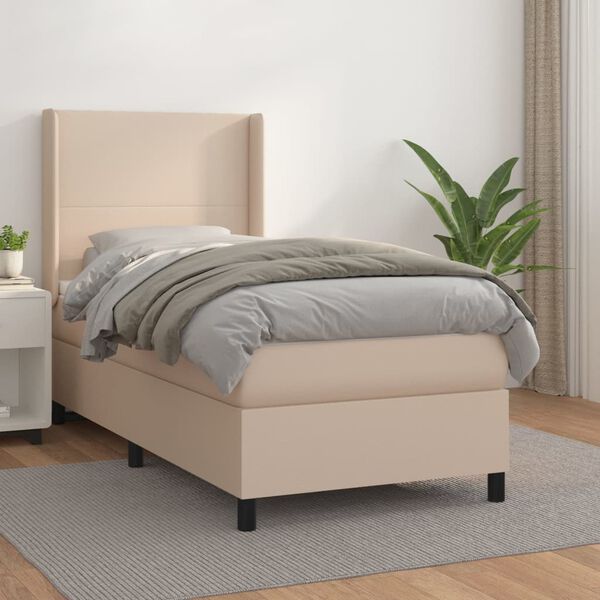 vidaXL Boxspring posteľ s matracom kapuč&iacute;nov&aacute; 90x190 cm umel&aacute; koža