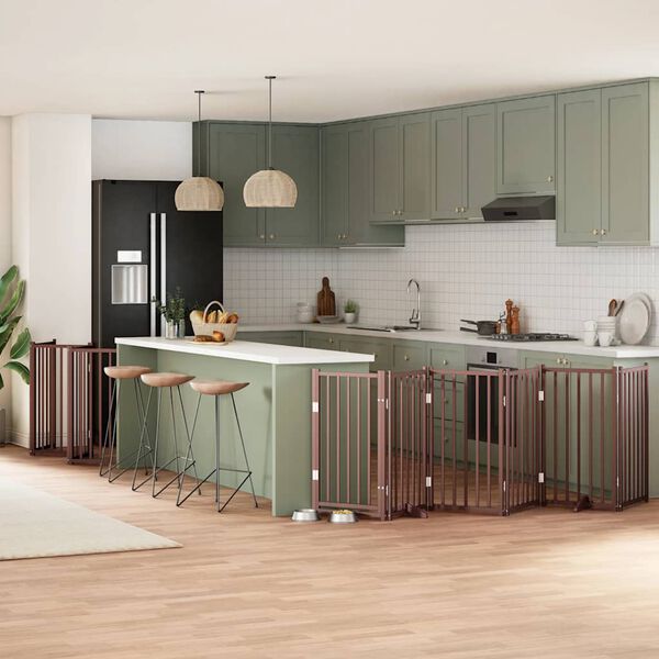 vidaXL Br&aacute;na pre psa s dvere sklad. 12pan. hned&aacute; 600cm topoľov&eacute; drevo