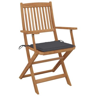 vidaXL Skladacie záhradné stoličky so sedákmi 6 ks akáciový masív