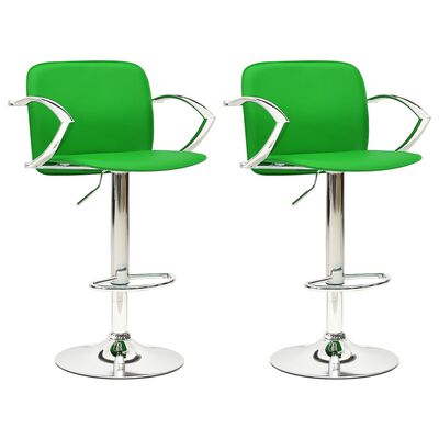 vidaXL Barové stoličky 2 ks zelené umelá koža