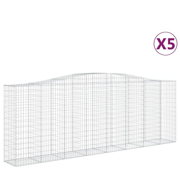 vidaXL Obl&uacute;kov&eacute; gabionov&eacute; ko&scaron;e 5 ks 400x50x140/160 cm pozink. železo