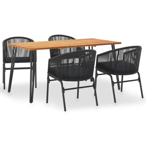 vidaXL 5-dielna vonkaj&scaron;ia jed&aacute;lensk&aacute; s&uacute;prava ak&aacute;ciov&yacute; mas&iacute;v a PVC ratan