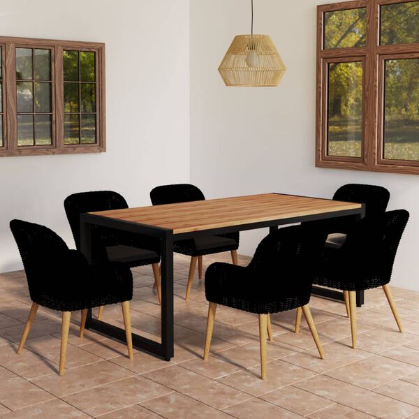 vidaXL 7-dielna z&aacute;hradn&aacute; jed&aacute;lensk&aacute; s&uacute;prava čierna