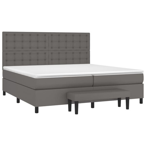 vidaXL Boxspring posteľ s matracom siv&aacute; 200x200 cm umel&aacute; koža