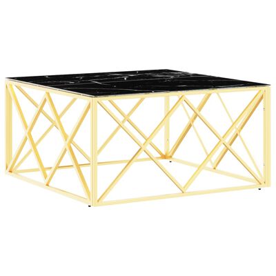 vidaXL Konferenčný stolík zlatý 80x80x40 cm nerezová oceľ a sklo