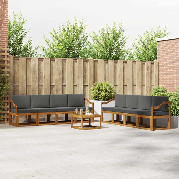 vidaXL Z&aacute;hradn&aacute; s&uacute;prava gaučov s vank&uacute;&scaron;om 9 pcs Pr&iacute;rodn&aacute; a antracitov&aacute;