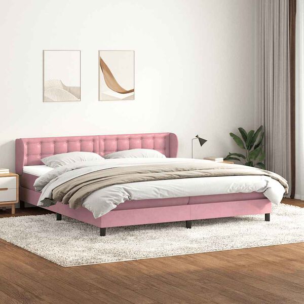 vidaXL Box Spring Posteľ s matracmi Ružov&aacute; 180x210 cm Zamat