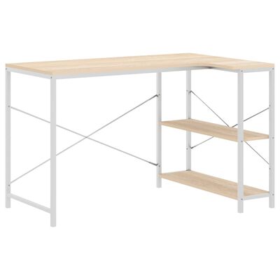 vidaXL Počítačový stôl biely a dubový 110x72x70 cm drevotrieska