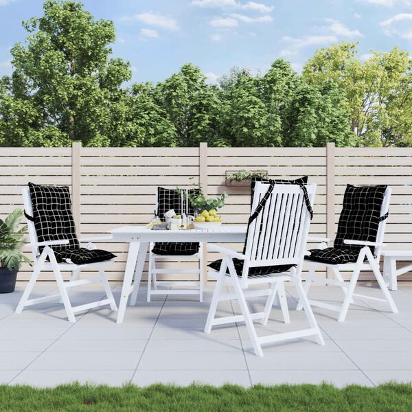 vidaXL Vank&uacute;&scaron;e na stoličky s vysok&yacute;m operadlom 4 ks čierne kocky l&aacute;tka