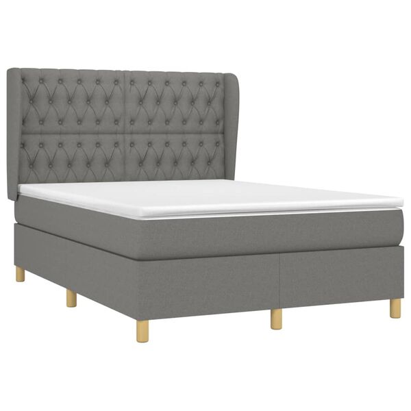 vidaXL Boxspring posteľ s matracom tmavosiv&aacute; 140x200 cm l&aacute;tka