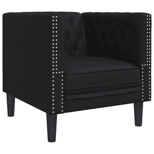 VidaXL Chesterfield Pohovka Kreslo Čierna umel&aacute; koža