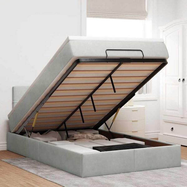 vidaXL Osmansk&yacute; posteľ s matracom svetlosiv&aacute; 120x190 cm zamat