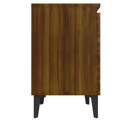 vidaXL Nočný stolík s kovovými nohami hnedý dub 40x30x50 cm