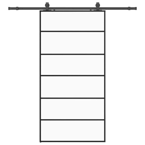 vidaXL Posuvné dvere s kovaním čierne 102x205 cm ESG sklo