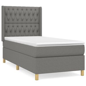 vidaXL Boxspring posteľ s matracom tmavosiv&aacute; 90x200 cm l&aacute;tka